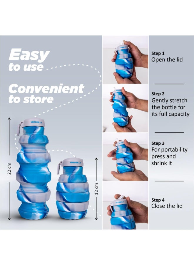 Vector X Flexible Portable Water Bottle with Flip Top Lid - Blue - Image 2